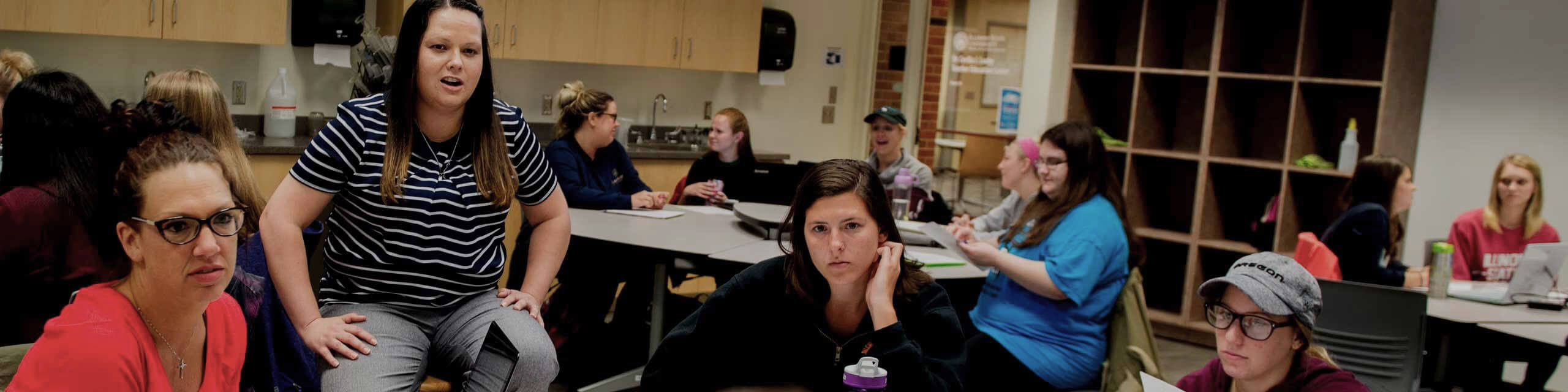 Students working on a project in a classroom.